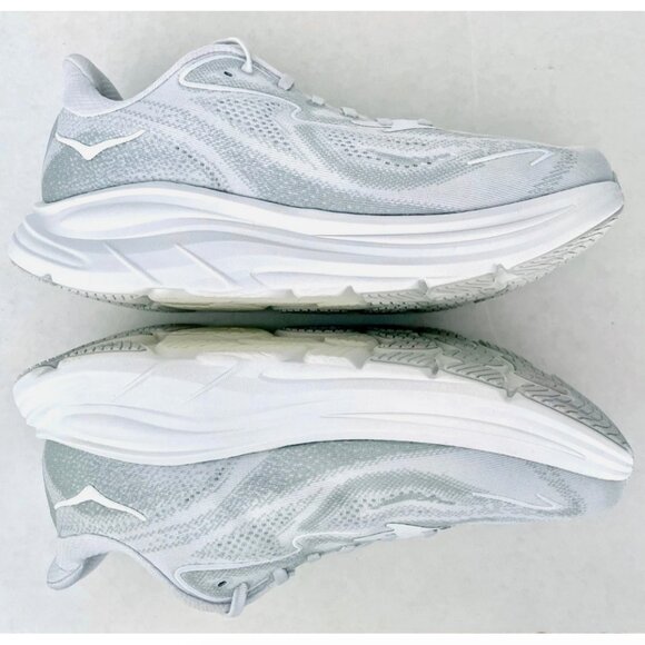 HOKA CLIFTON 10 RUNNING SHOES COSMIC GREY STARDUST WHITE WOMENS SIZE 9.5 D WIDE - Picture 15 of 16